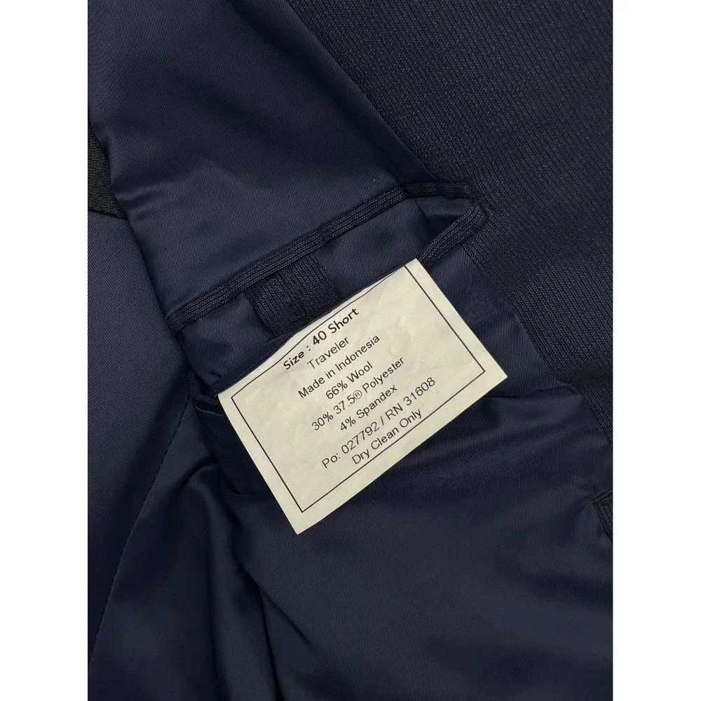 Jos A Bank 40S Navy Blue Traveler Blazer Jacket Sport Suit Coat Wool Stretch